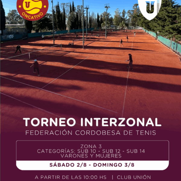 El Club Unión será sede del Torneo Interzonal de la Federación Cordobesa de Tenis